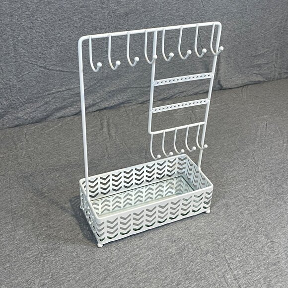 At Home Chevron Wire Jewelry Stand Organizer with Mirror Base - Picture 3 of 9